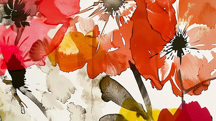 Fototapeta premium Abstract Colorful Floral Pattern with Orange Accents.