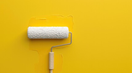 Fototapeta premium Paint Roller on Yellow Background