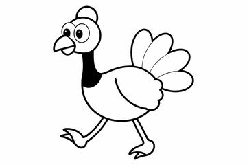 Turkey Bird Black Silhouette Vector Icon for Thanksgiving Logo Design - Isolated on White