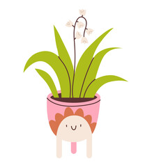 Houseplant flower in a vase isolated on a white background. Flat vector illustration