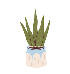 Cactus in a cute pot isolated on a white background. Flat vector illustration