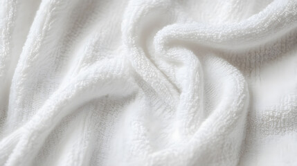 Fototapeta premium Soft, white towel folded elegantly on a smooth surface in a serene bathroom environment during daylight
