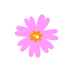 Sticker fleur rose et orange à 7 pétales