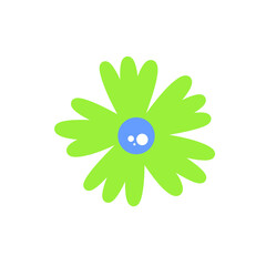 Sticker fleur verte et bleue à 5 pétales