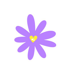 Sticker fleur violette et jaune à 9 pétales