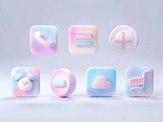 Pastel Gradient 3D Icon Pack with Soft Minimalist Aesthetic