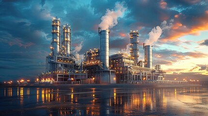 Industrial Complex at Sunset: A View of Modern Manufacturing