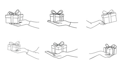 Gift Box Line Art: Elegant Vector Illustrations for Holiday and Event Designs
