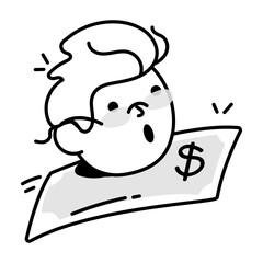 Wealthy icon in doodle style 

