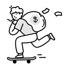 Deficit icon in doodle style 

