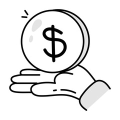 A drawing style icon of a coin 

