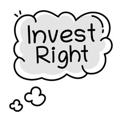 Invest right thought icon in doodle style 

