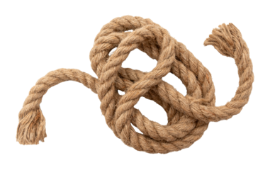 Jute. Twisted linen rope on a white background. Rope
