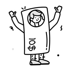 A character based cash icon in drawing style 

