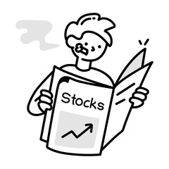Stock news icon in sketchy style 

