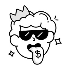 Covetous character icon in doodle style 

