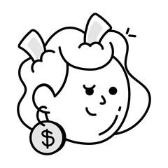 Businesswoman icon in doodle style 


