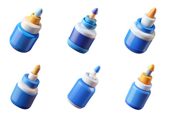 Correction Fluid, set icons are isolated on a transparent background.