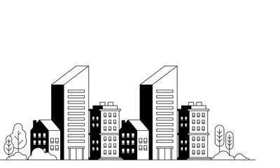 Flat vector illustration of apartment complex. Suitable for design element of real estate promotional poster, landmark background and modern city housing banner template.