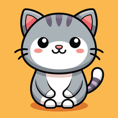 Cute Kitty Line Art Sticker for Kids, Cute Cat Cartoon Sticker Line Art, 
