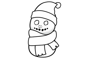 Design a coloring image with a Christmas snowman theme