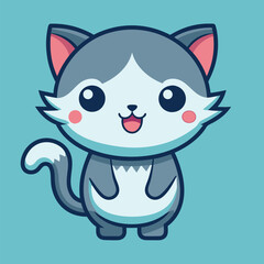 Cute Kitty Line Art Sticker for Kids, Cute Cat Cartoon Sticker Line Art, 
