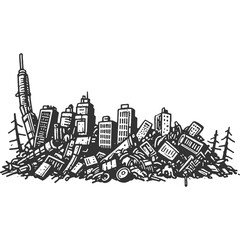 Fototapeta premium Unsustainable Practices Vintage Illustration Vector