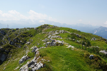 Fototapeta premium The view from the top of Hoher Sarstein mountain, Upper Austria region 