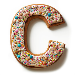 Weihnachtliche Buchstabenpl&auml;tzchen C mit Streuseln und Glasur
