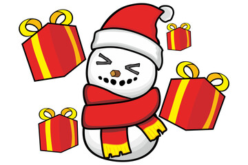 Cute snowman with Christmas Theme