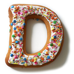 Weihnachtliche Buchstabenpl&auml;tzchen D mit Streuseln und Glasur