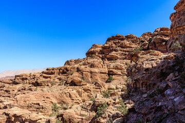 Fototapeta premium Landscapes in the Wadi Musa desert in Jordan near Petra