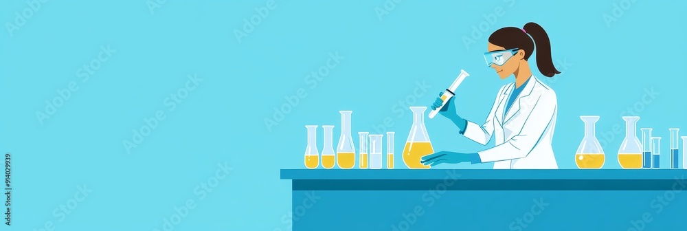 Wall mural researchers or scientists working in science laboratories, medical technology research, science labo