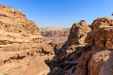 Landscapes in the Wadi Musa desert in Jordan near Petra