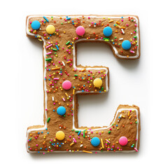 Weihnachtliche Buchstabenpl&auml;tzchen E mit Streuseln und Glasur