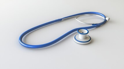 3D Blue and White Medical Stethoscope - Isolated on White Background