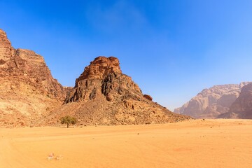 Landscape of the Wadi Rum desert in Jordan