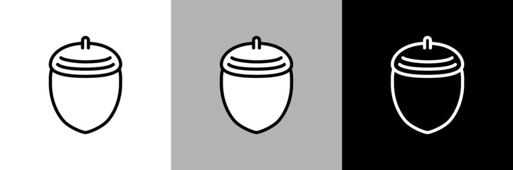 シンプルな線画のどんぐりのベクターアイコン