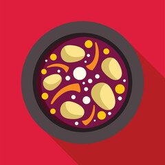 Vector illustration of the brazilian cuisine national dish feijoada, a stew of beans with beef and pork