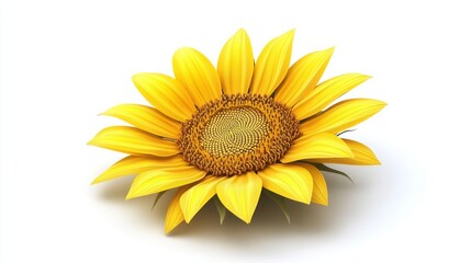 Fototapeta premium 3D Bright Yellow Sunflower with Detailed Petals - Isolated Image