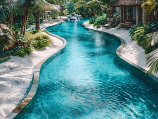 Luxurious Tropical Lagoon Pool Surrounded by Secluded Private Villas for Exclusive Getaway