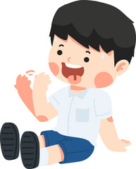 Cartoon boy in Hot Weather