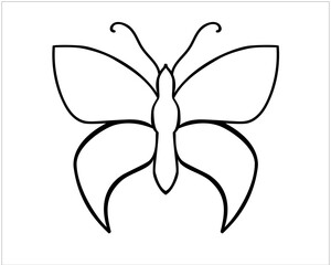 Insect Butterfly - a linear vector template for coloring or cutting. Outline insect template - butterfly. Outline. Hand drawing	