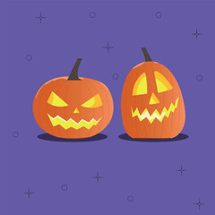 Set of cute halloween pumpkins. Vector illustration.