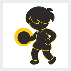  Child playing with a ball silhouette vector.