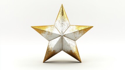 Fototapeta premium 3D Realistic Christmas Star - Gold & White, Isolated - High Resolution Image
