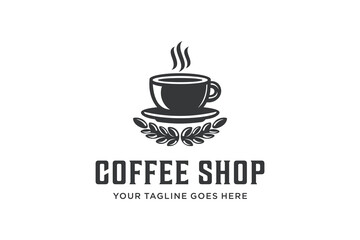 Premium Coffee Shop Logo. Cafe Mug Icon. Latte Aroma Symbol. Espresso Hot Drink Cup Sign. Arabica Cappuccino Emblem. Vector Illustration.