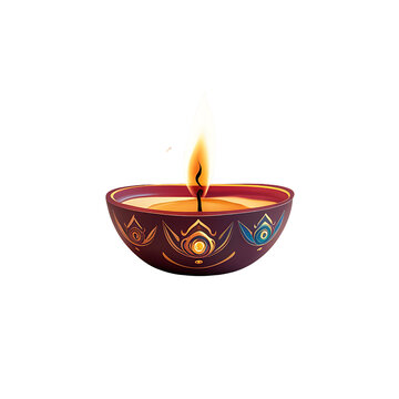 happy diwali indian festival decorative diye illustration on png background