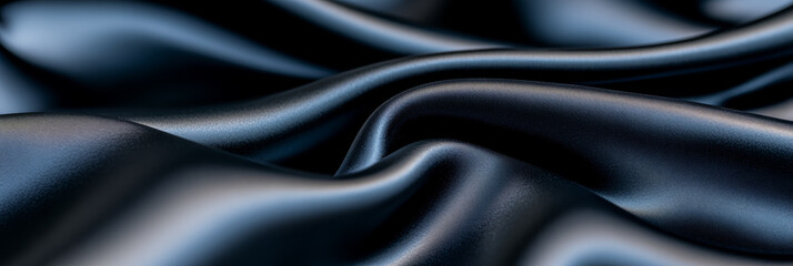 Obraz premium Smooth, luxurious black silk fabric with soft folds ideal for fashion design, elegance, and luxury holiday celebrations