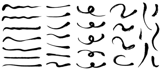 筆タッチの和風の線のあしらいセット